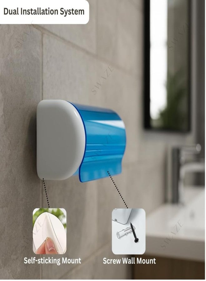 Swaze Plastic Toothbrush Holder with Cover for Bathroom | 5-Slot Wall Mounted Toothbrush Holder with self Adhesive & Screw Options | Bathroom Organizer | (Multicolour, Pack of 1) - Image 5