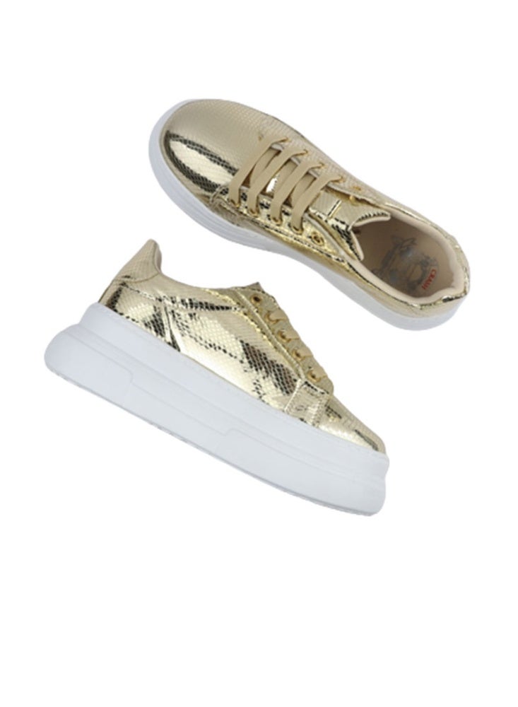 Crash Casual Metallic Leather Sneaker - Gold - Image 4