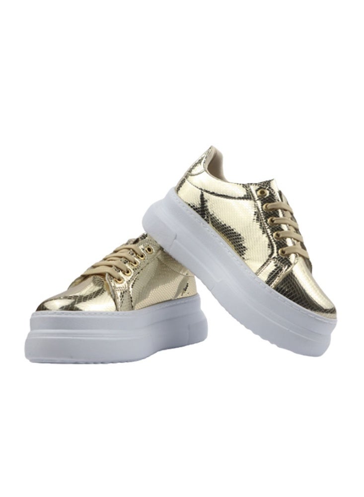 Crash Casual Metallic Leather Sneaker - Gold - Image 3