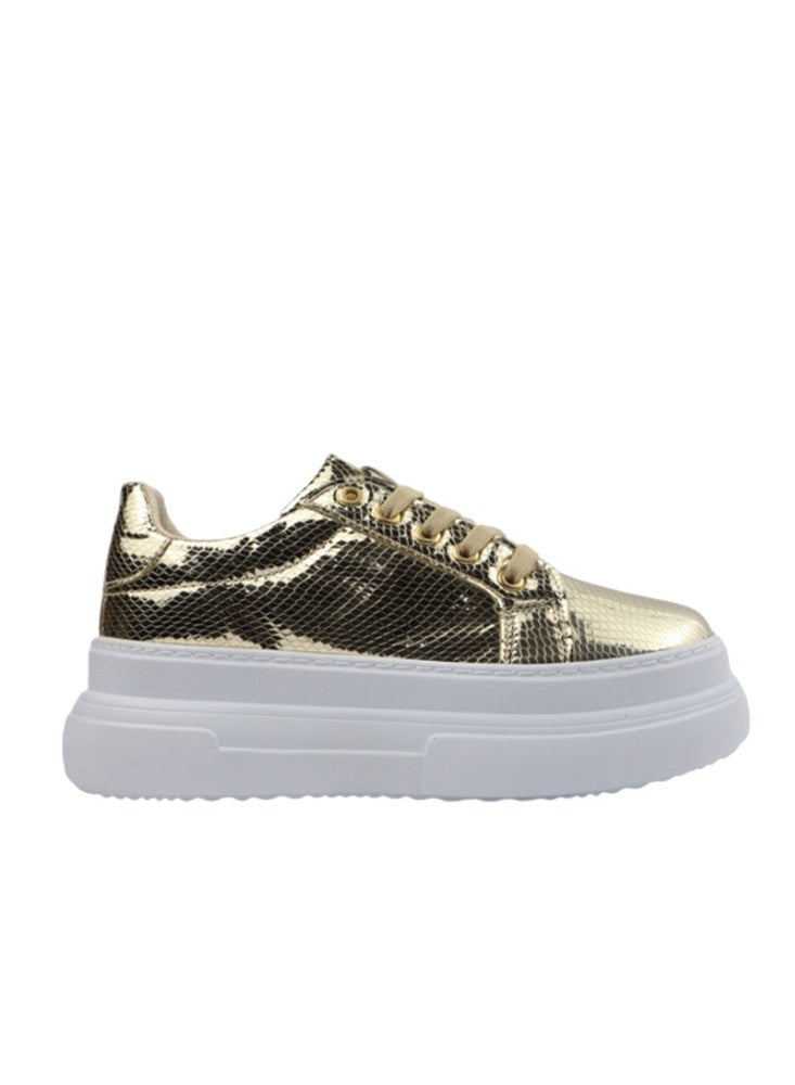 Crash Casual Metallic Leather Sneaker - Gold - Image 2