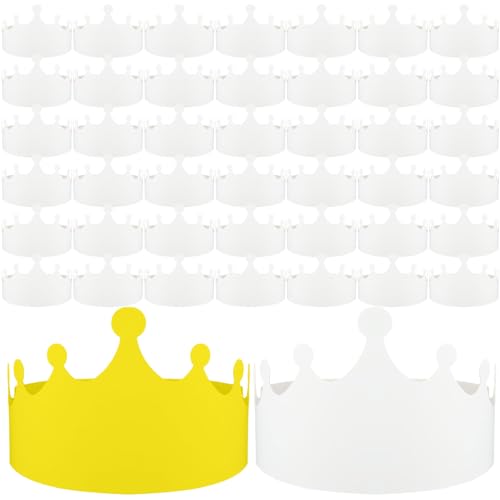 Jetec 100 Pcs White Paper Crowns Kids DIY Birthday Crowns for Classroom Birthday Party Hats Decorations Baby Shower Supplies Stylish - Image 1