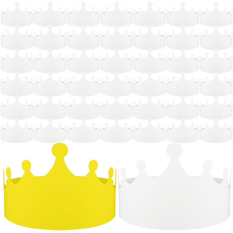 Jetec 100 Pcs White Paper Crowns Kids DIY Birthday Crowns for Classroom Birthday Party Hats Decorations Baby Shower Supplies Stylish - Image 2