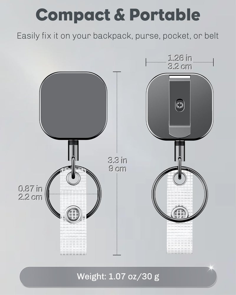 Uniclife 2 Pack Metal Retractable Keychain Heavy Duty Retractable Badge Reel for Badge Holder All Metal Casing with Stainless Steel Spring Coil 23.6 Inch Nylon Rope Belt Clip and Key Ring - Image 2