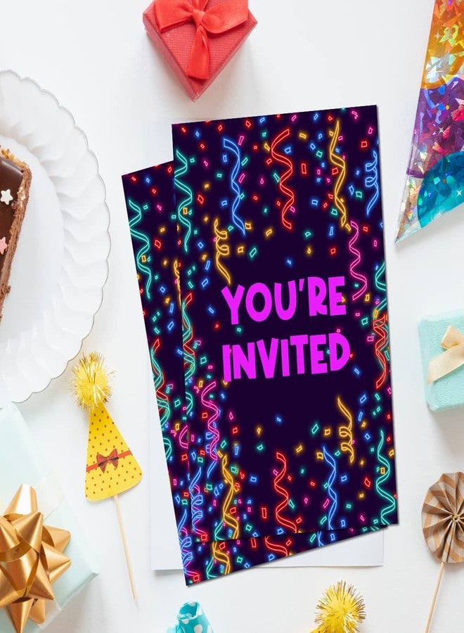 Soiceu Colorful 90s Birthday Party Invitations with Envelopes Set of 20 Back to the 90's Dance Party Invites - Image 5