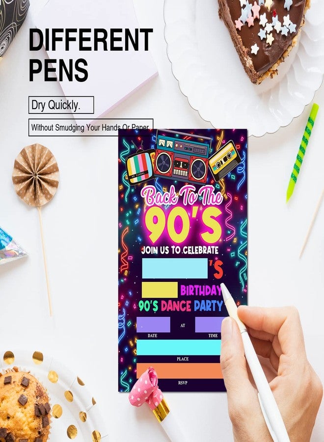 Soiceu Colorful 90s Birthday Party Invitations with Envelopes Set of 20 Back to the 90's Dance Party Invites - Image 4