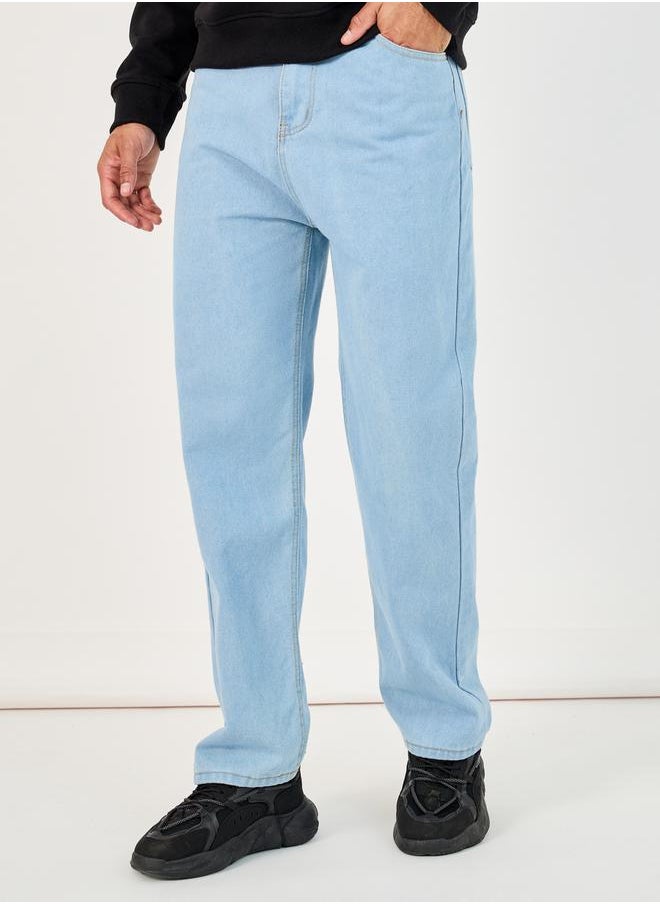 Styli Cotton Stretch Solid 5-Pocket Relaxed Fit Jeans  - Image 1