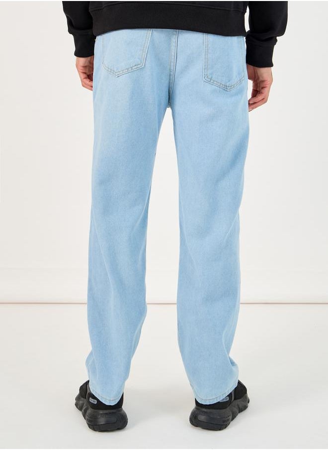 Styli Cotton Stretch Solid 5-Pocket Relaxed Fit Jeans  - Image 4