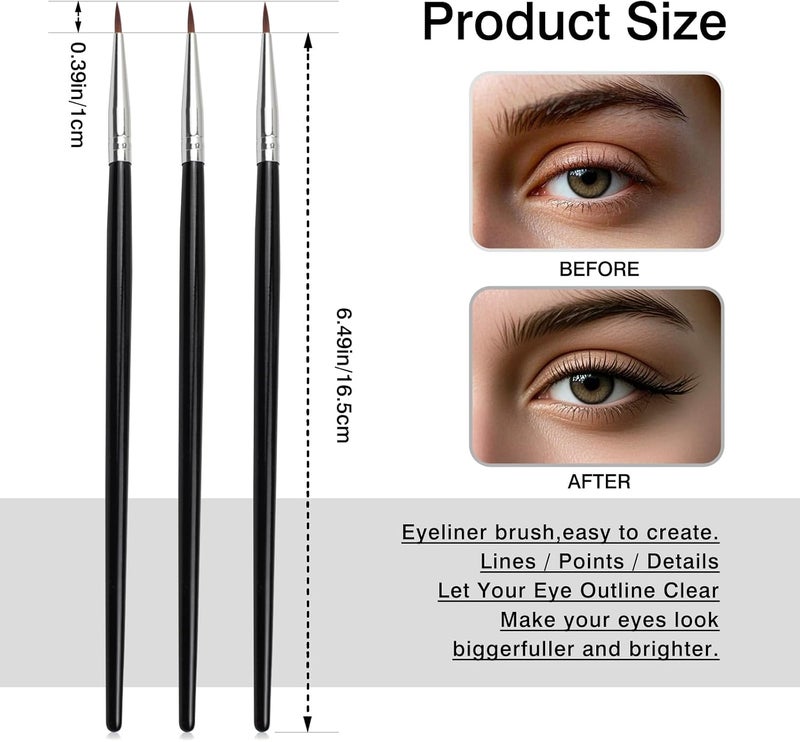 Zoolinn 3 Pcs Pointed Eyeliner Brush Set with Soft Fiber Bristles - Precision Applicator for Perfect Liner Control - Image 5