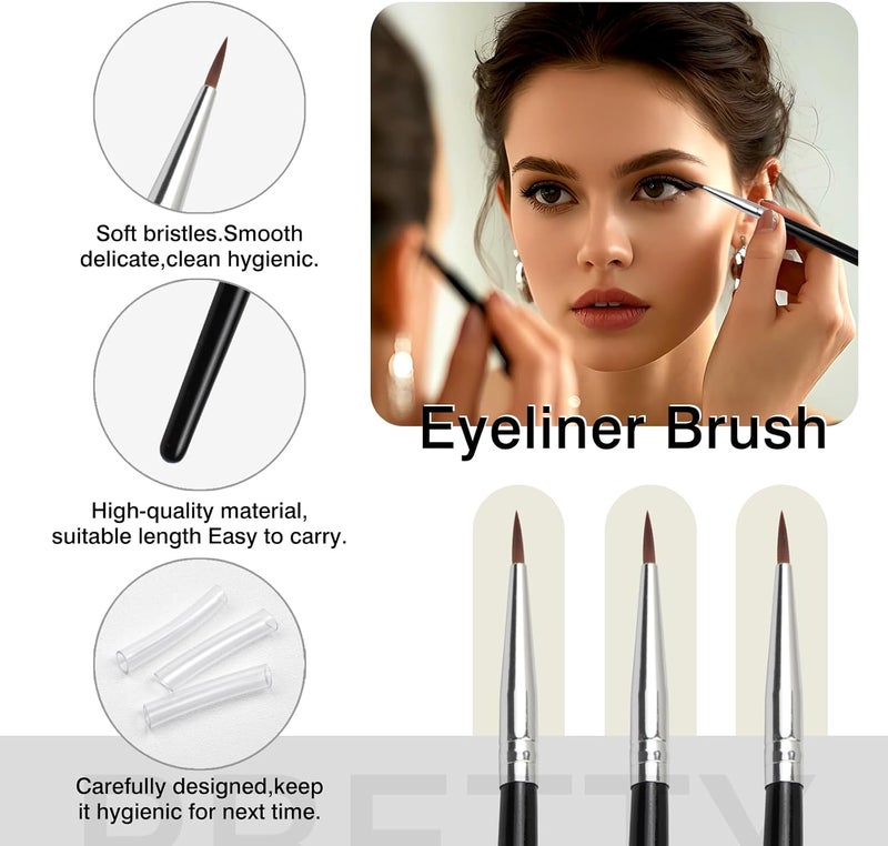 Zoolinn 3 Pcs Pointed Eyeliner Brush Set with Soft Fiber Bristles - Precision Applicator for Perfect Liner Control - Image 2