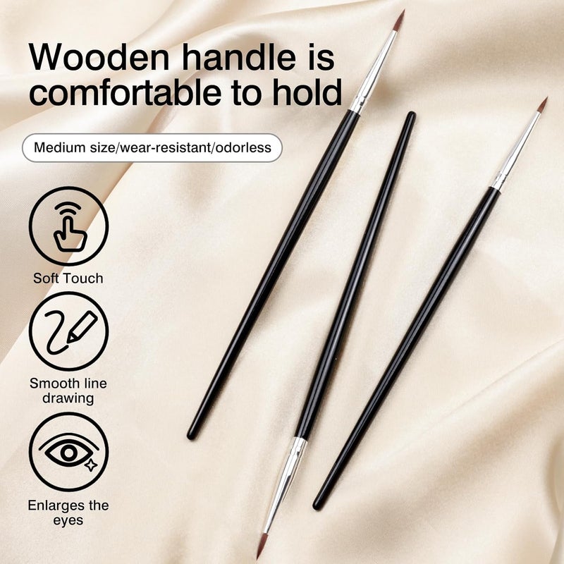Zoolinn 3 Pcs Pointed Eyeliner Brush Set with Soft Fiber Bristles - Precision Applicator for Perfect Liner Control - Image 4