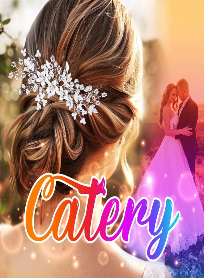 Catery Rhinestone Hair Combs Silver Flower Wedding Hairpieces Bridal Side Clips Accessories for Brides and Women - Image 5