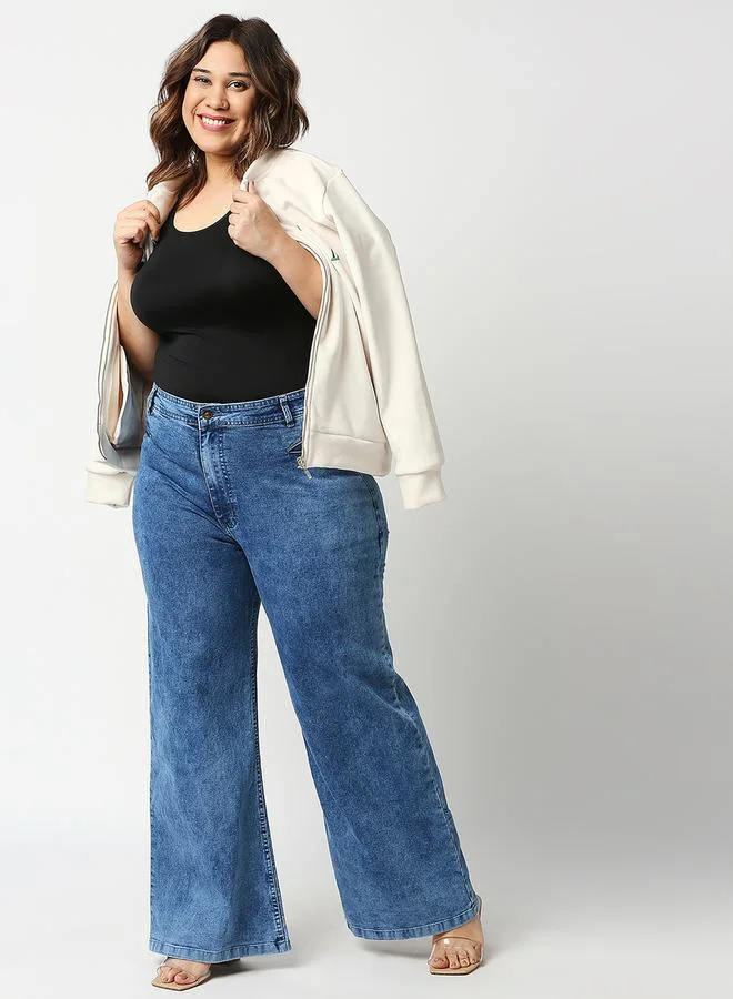HIGH STAR Plus High Rise Wide Leg Jeans by Styli