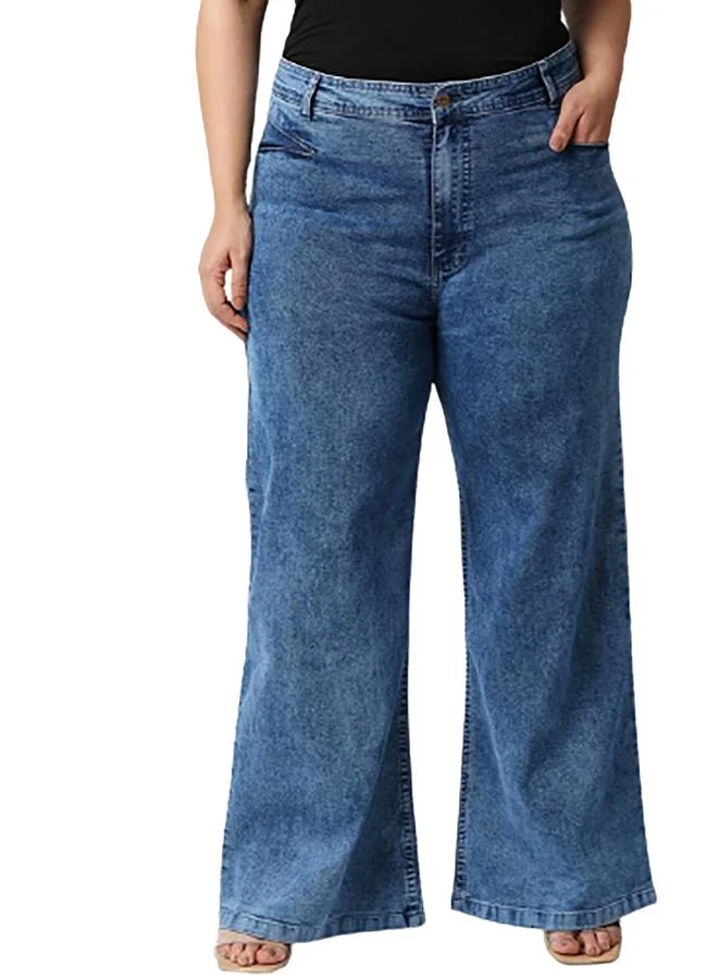 HIGH STAR Plus High Rise Wide Leg Jeans by Styli