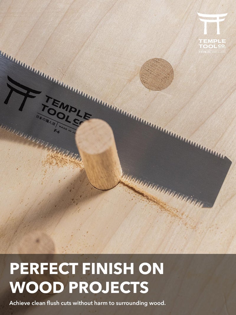 Temple Tool Co. Japanese Flush Cut Saw - 6 Inch Double Edge Pull Saw for Flush Cutting Dowels, Pegs, Wedges - Hardwood Softwood - Image 4