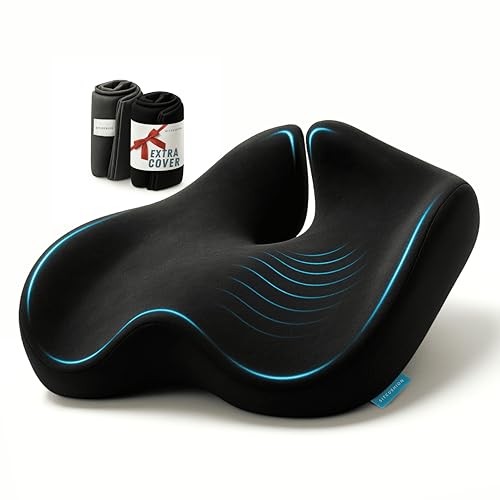 SitCushion Extra Large Memory Foam Seat Cushions for Office Chairs Pressure Relief Seat Cushion for Tailbone Pain Relief Sciatica Back Pain Ergonomic Office Chair Cushion for Long Sitting Black - Image 1
