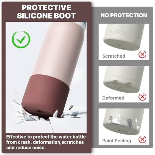 Diumepo Boot for Owala 24 oz, Anti-Slip Protective Sleeve for Owala Twist & FreeSip & Flip Stainless Steel Water Bottle, Silicone Boot Bottom Base for Owala (Reddish Brown) - Image 3