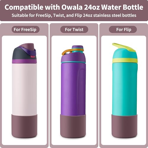 Diumepo Boot for Owala 24 oz, Anti-Slip Protective Sleeve for Owala Twist & FreeSip & Flip Stainless Steel Water Bottle, Silicone Boot Bottom Base for Owala (Reddish Brown) - Image 2