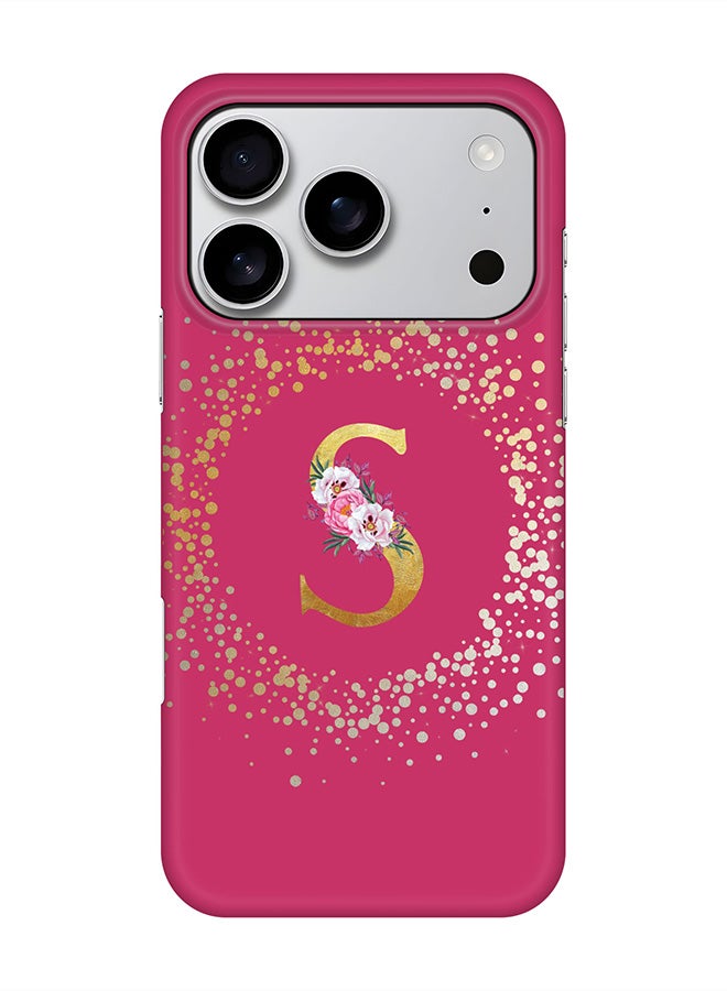Stylizedd For iPhone 17 Pro,Case, [Compatible with MagSafe] Magnetic cover Slim fit Protection Matte, - Custom Monogram Floral - S ( Deep Pink )