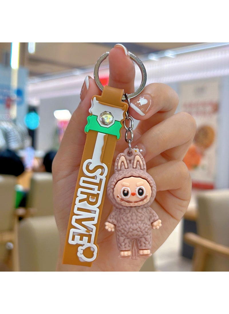Generic Labubu Cartoon Sheep Silicone Keychain Accessory Brown-Lamb 