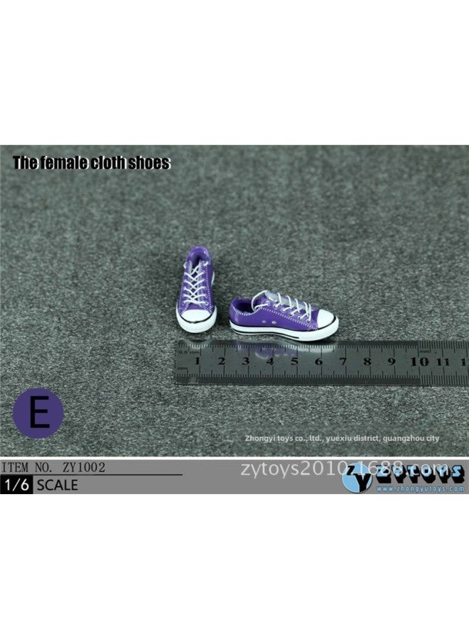 Women's Clothing Low-top Canvas Sports Shoes 6-inch Dolls Action Figures Handheld Shoes Zy1002-Color:Purple - Image 1