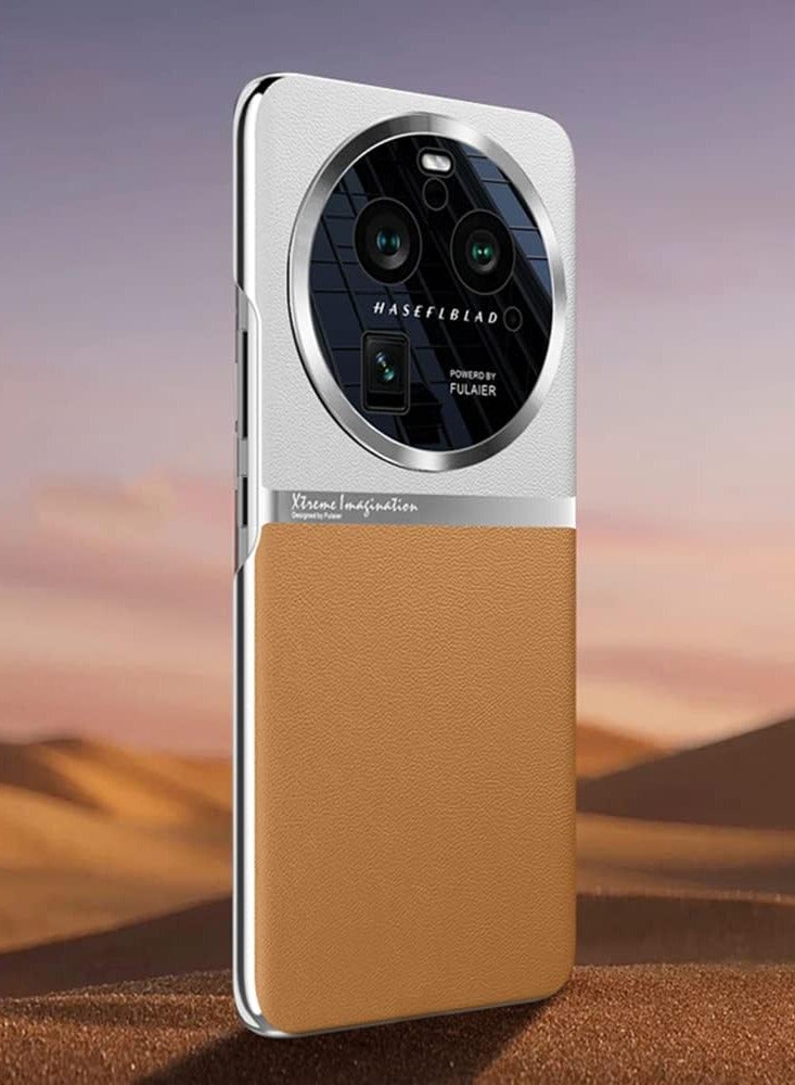 general Oppo Find X6 Pro Phone Case, [Screen & Camera Protection] Leather+Plated Frame Phone Case, Shockproof Breathable Back Phone Case for Oppo Find X6 Pro - Image 1