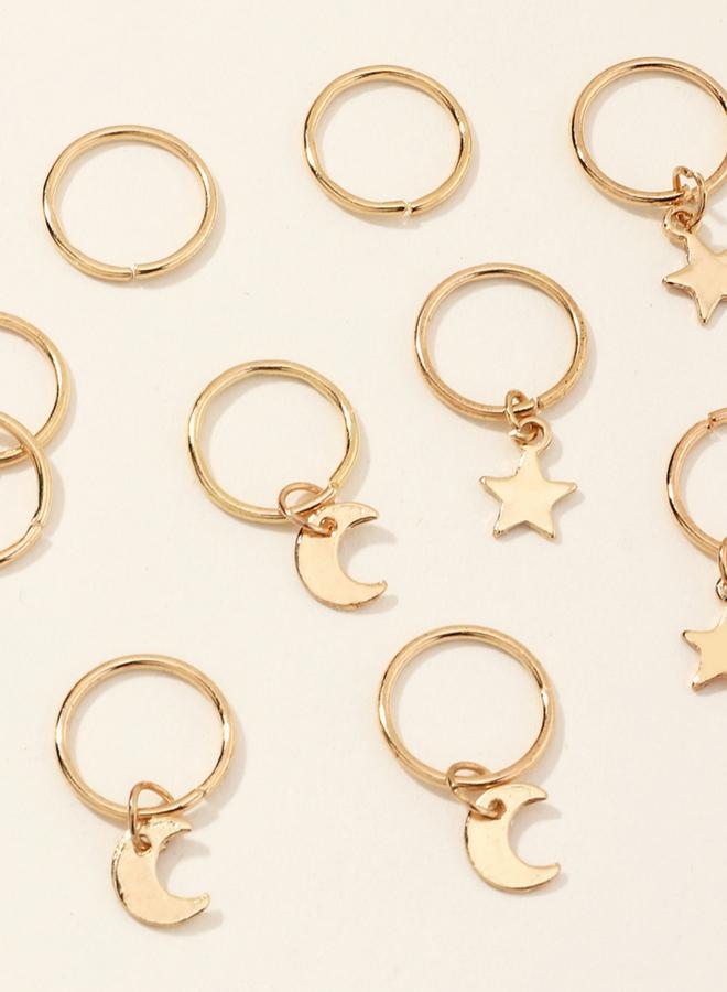 Take Two Pack of 10 - Gold Star and Moon Hair Jewelry - Image 3