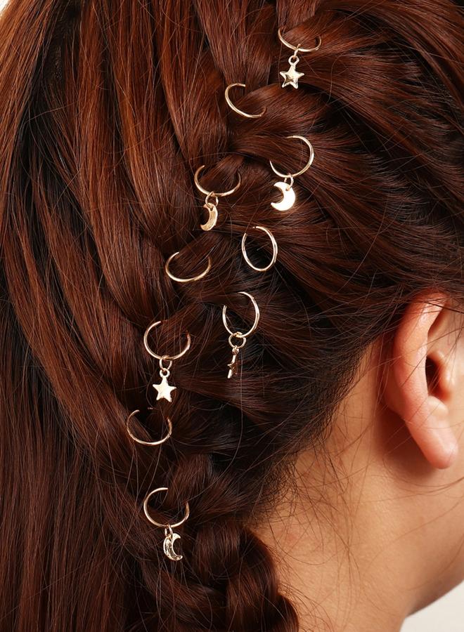 Take Two Pack of 10 - Gold Star and Moon Hair Jewelry - Image 1