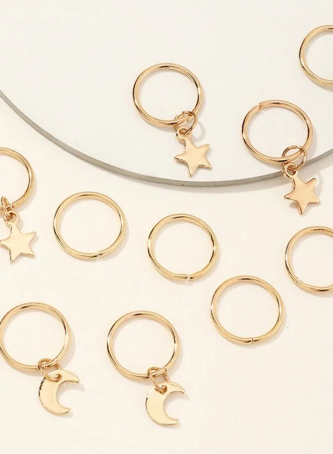 Take Two Pack of 10 - Gold Star and Moon Hair Jewelry