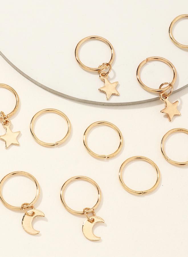Take Two Pack of 10 - Gold Star and Moon Hair Jewelry - Image 2