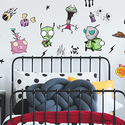 RoomMates Invader Zim Peel and Stick Wall Decals Vinyl Green Red Yellow Black Removable Repositionable No Sticky Residue for Renters and Homeowners - Image 1