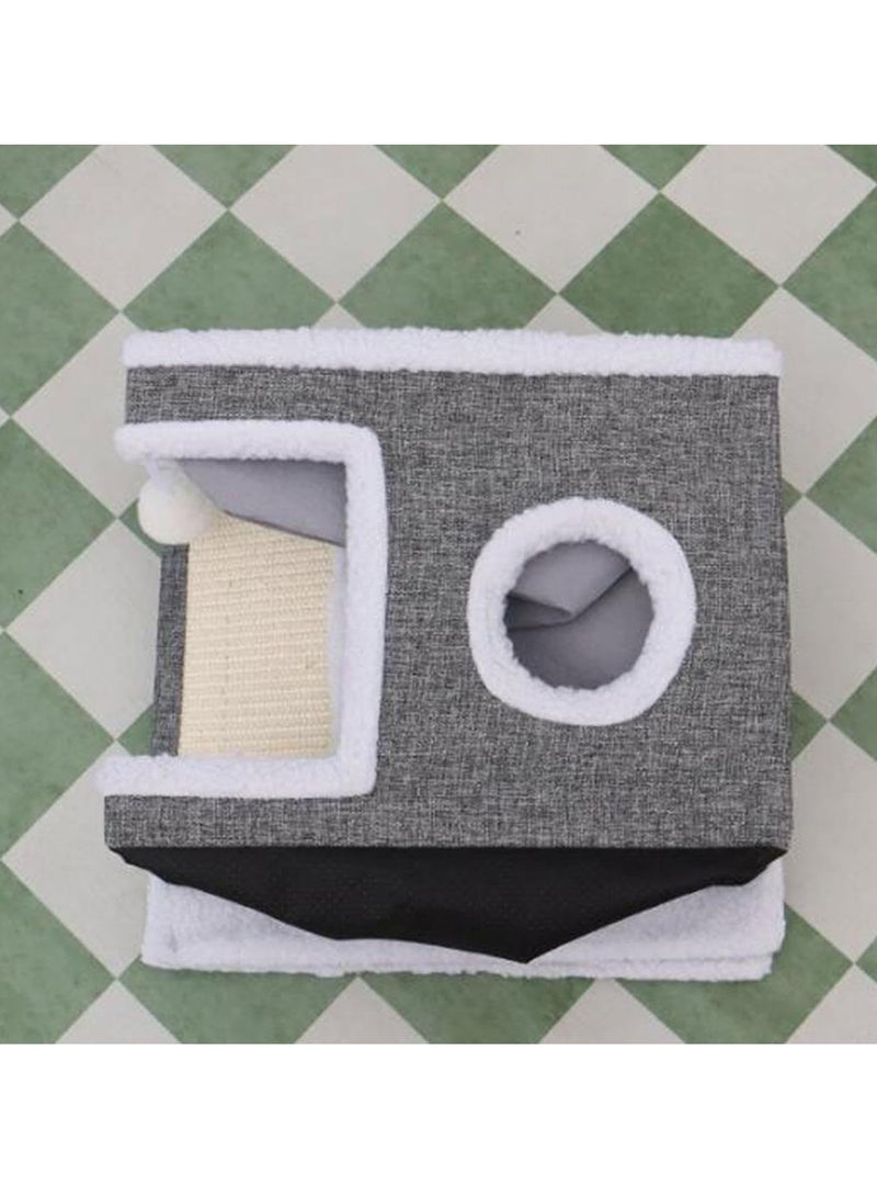 Pet Double Cat Nest Villa Storage Folding Sisal Cat Villa Large Scene Cat Big House - Image 3