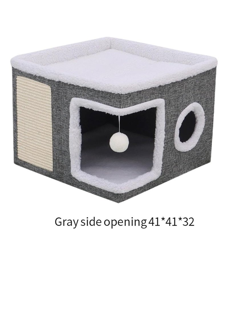 Pet Double Cat Nest Villa Storage Folding Sisal Cat Villa Large Scene Cat Big House - Image 2