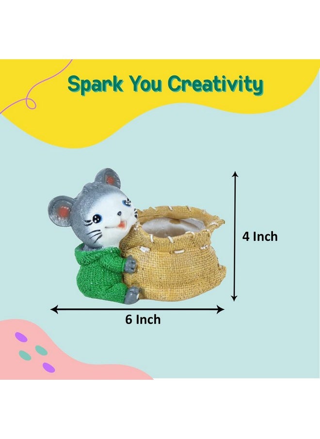 Wonderland Wonderland DIY Craft kit Paint Your Planter/Pen Stand |Gift Set for Kids| Mouse with Bag Shape  - Image 2