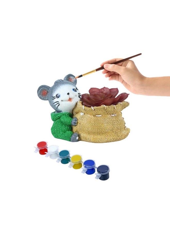 Wonderland Wonderland DIY Craft kit Paint Your Planter/Pen Stand |Gift Set for Kids| Mouse with Bag Shape  - Image 1