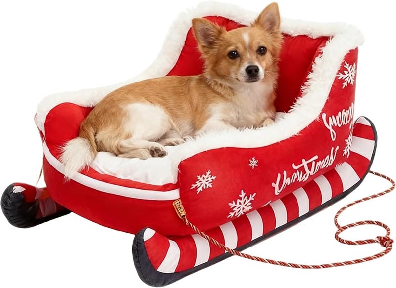 Christmas Cat Bed Size S Warm Mat With Non Slip Base For Dog Puppy Indoor Outdoor Car - Image 1