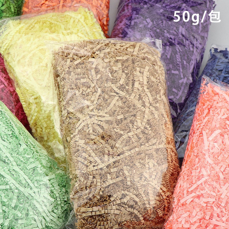Wavy Crumpled Paper 50 G/Pack Raffia Colored Paper Silk Crumpled Paper Silk Fruit Packaging Filler - Image 2