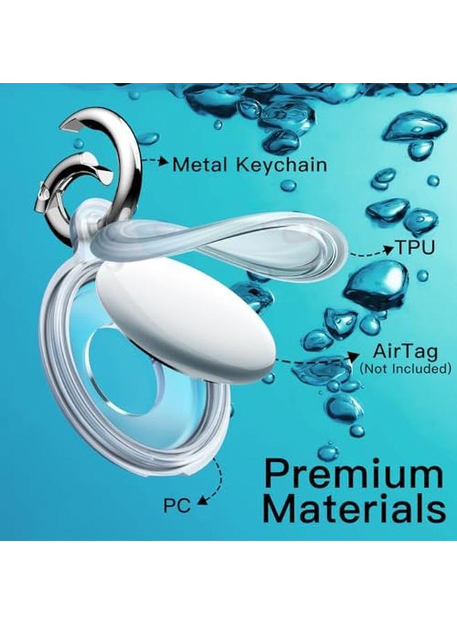 Jetech 4 Pack Waterproof Case For Airtag With Keychain Full Body Anti Scratch Air Tag Keyring Holder Cover For Kids Pet Collar Keys Luggage Bags Black Clear Green Purple - Image 4