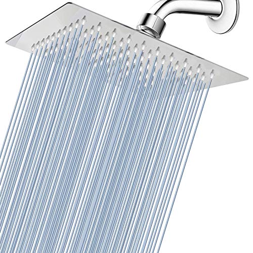 Voolan Rain Shower head, High Pressure Shower Head Made of 304 Stainless Steel, Relaxed Shower Experience Even at Low Water Flow and Pressure (8" Chrome) - Image 1