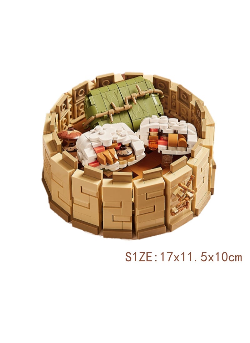 694pc Lotus Leaf Chicken Model Set Building Blocks Creative Diy Assembly Simulation Food Assembly Toys Children Adult Home Furnishings  - Image 2