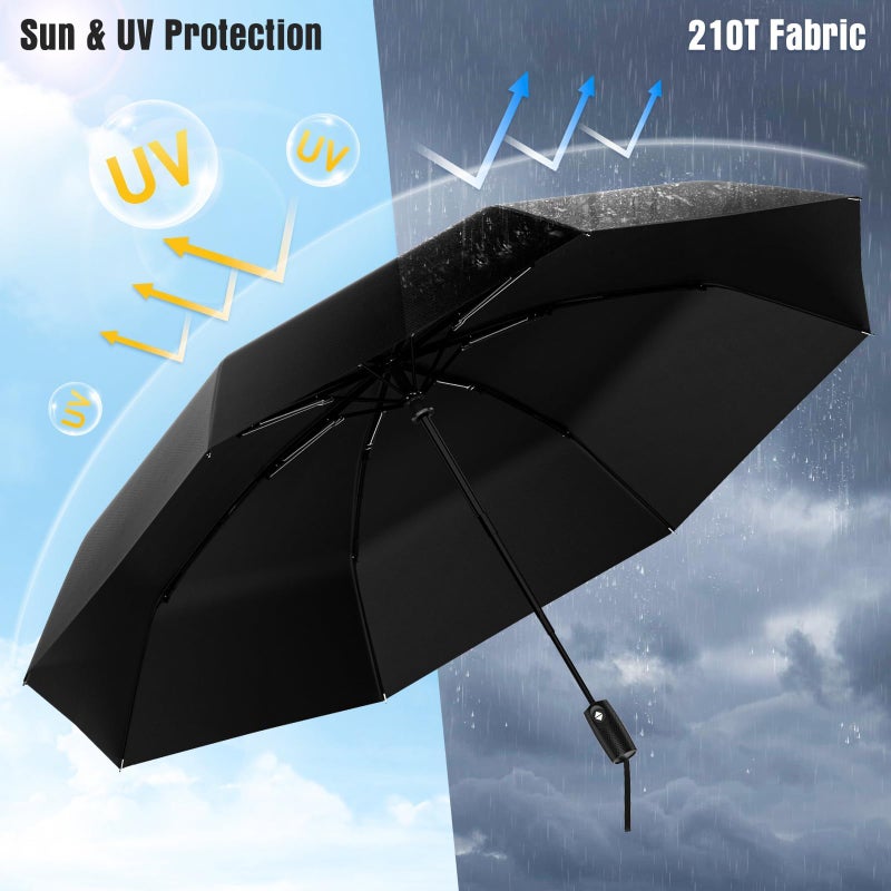 SmartTrends Windproof Travel Umbrella, Compact Umbrella, Easy Automatic Open/Closeï¼ŒCar Umbrellas for Rain & Sun, 8 Fiberglass Ribs for Strong UV & Wind Resistance, Portable, Lightweight, Vent, Black - Image 3
