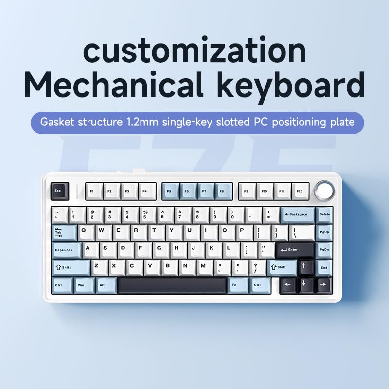 MOLGRIA x Aula F75 Gaming Keyboard, Triple Mode Connected 75% Light Blue Mechanical Keyboard with South-Facing RGB Backlit and Knob(Black,LEOBOG Reaper Switch) - Image 2
