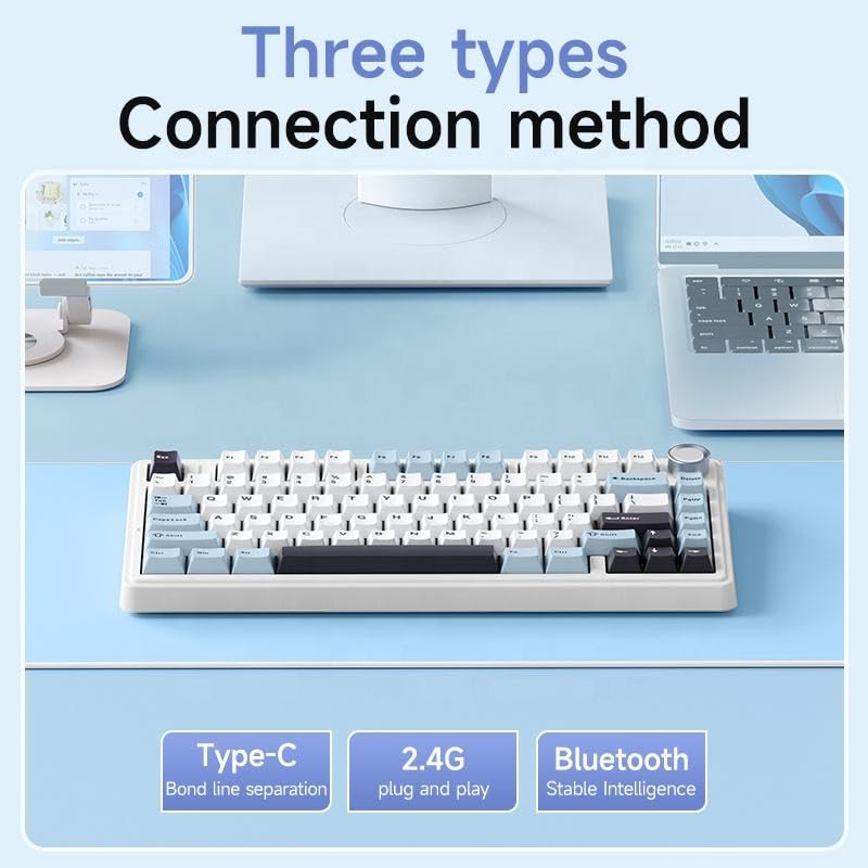 MOLGRIA x Aula F75 Gaming Keyboard, Triple Mode Connected 75% Light Blue Mechanical Keyboard with South-Facing RGB Backlit and Knob(Black,LEOBOG Reaper Switch) - Image 4