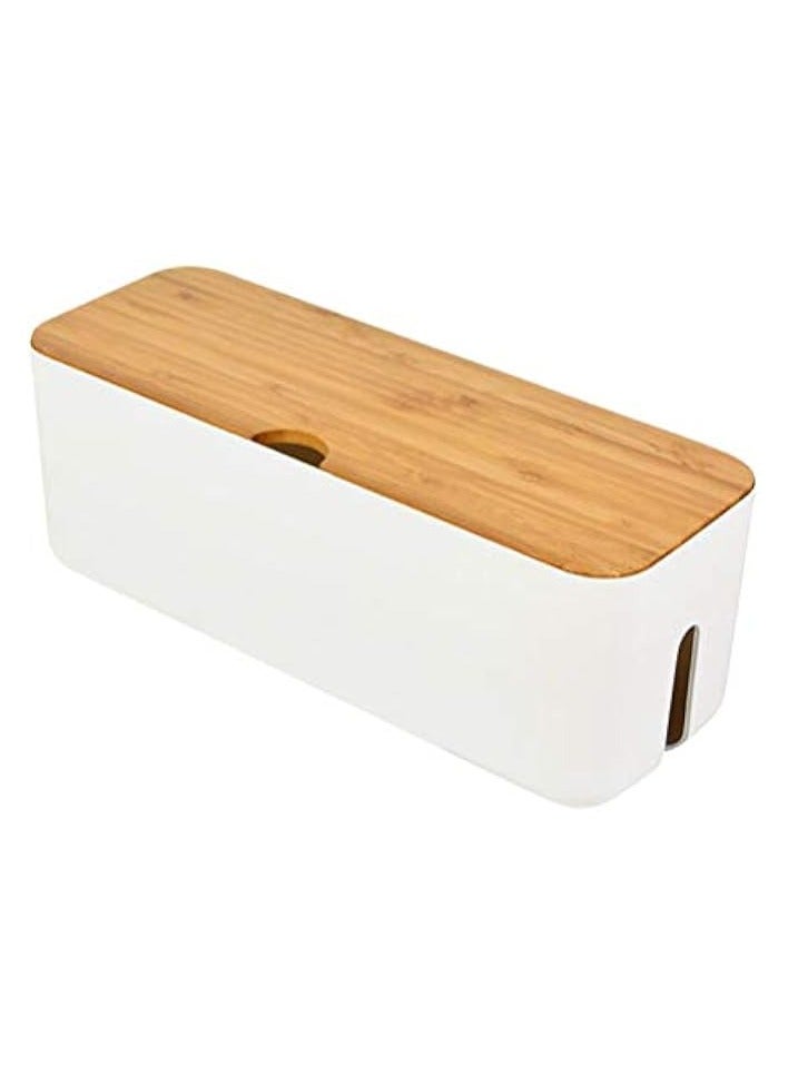 erorex Cable Management Box Socket Cord Organizer to Hide Conceal Power Strips and Electrical Cords from TV Computers Desk Electrically Safe White - Image 1