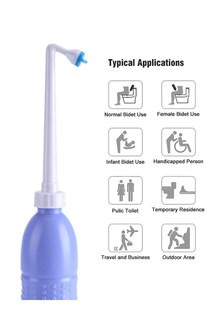 Large Portable Shattaf Bidet Bottle and Traveling Bidet for Personal Cleansing Use - Include Extended Nozzle - Personal Hygiene Care Toilet Bidet Spray -650ml Purple - Image 3