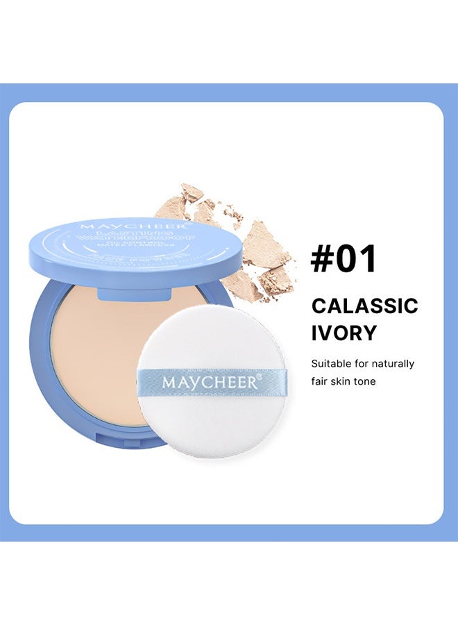 مايتشير بودرة مضغوطة مقاومة للماء طويلة الأمد للتحكم في الزيوت، لتثبيت المكياج بدون عيوب، تتحكم في الدهون وتفتيح لون البشرة للوجه، بودرة تبرز الإشراق، أدوات مكياج للوجه للنساء والفتيات - #01 عاجي كلاسيكي - Image 2