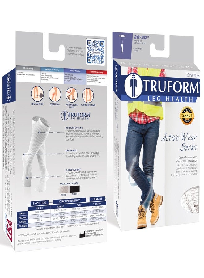 Truform Compression Socks, 20-30 mmHg, Men's Gym Socks, Knee High Over Calf Length, Black, Medium - Image 3