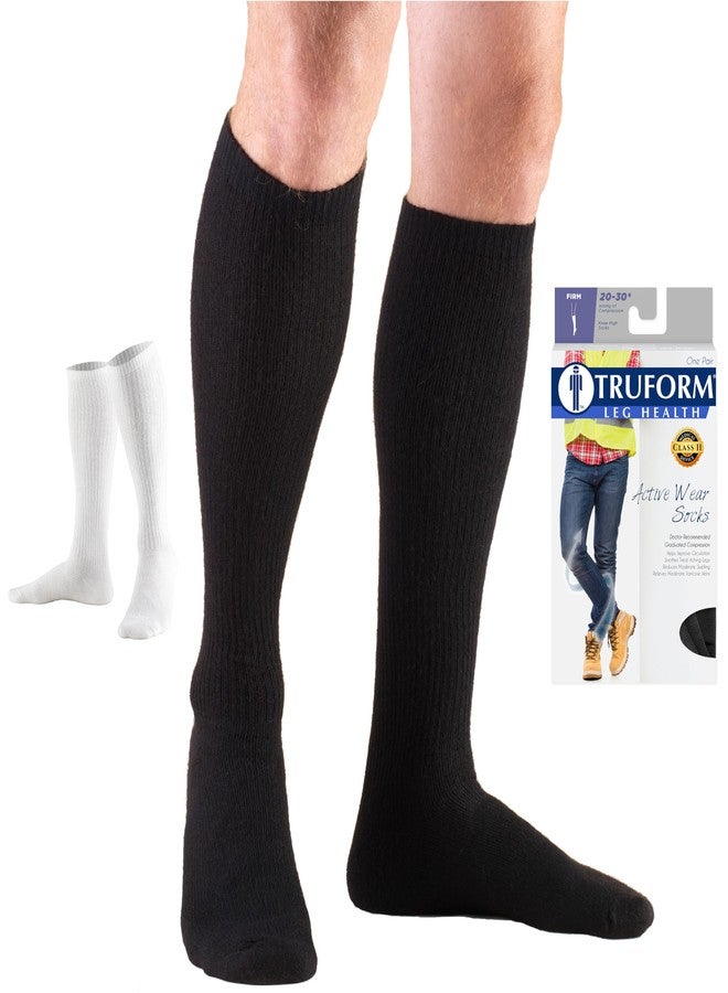 Truform Compression Socks, 20-30 mmHg, Men's Gym Socks, Knee High Over Calf Length, Black, Medium - Image 1