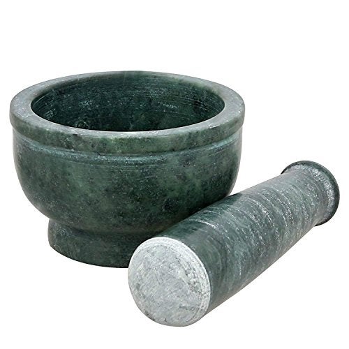 HeeMo, Green Marble Imam Dasta/Mortar and Pestle Set/Ohkli Musal/Kharal/Idi Kallu/Khal Musal/Khalbatta/Spice Grinder-4 Inches - Image 4
