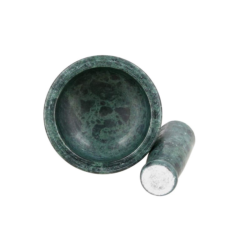 HeeMo, Green Marble Imam Dasta/Mortar and Pestle Set/Ohkli Musal/Kharal/Idi Kallu/Khal Musal/Khalbatta/Spice Grinder-4 Inches - Image 2