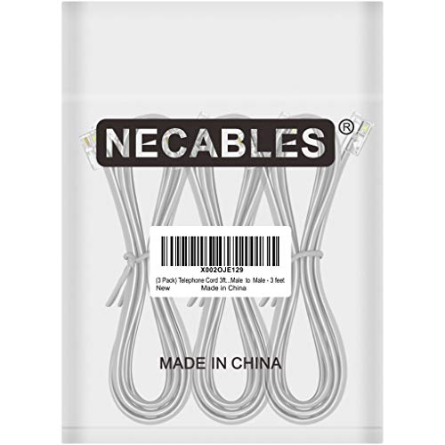 NECABLES 3Pack Phone Cord 3ft Telephone Cord Phone Cable RJ11 6P4C Male to Male for Landline and Fax - 3 Feet - Image 4